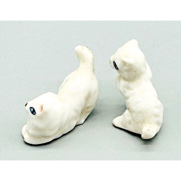 Bone China White Persian Cat Kitten Figurine Japan Lot of 3 Miniature - Picture 7 of 10